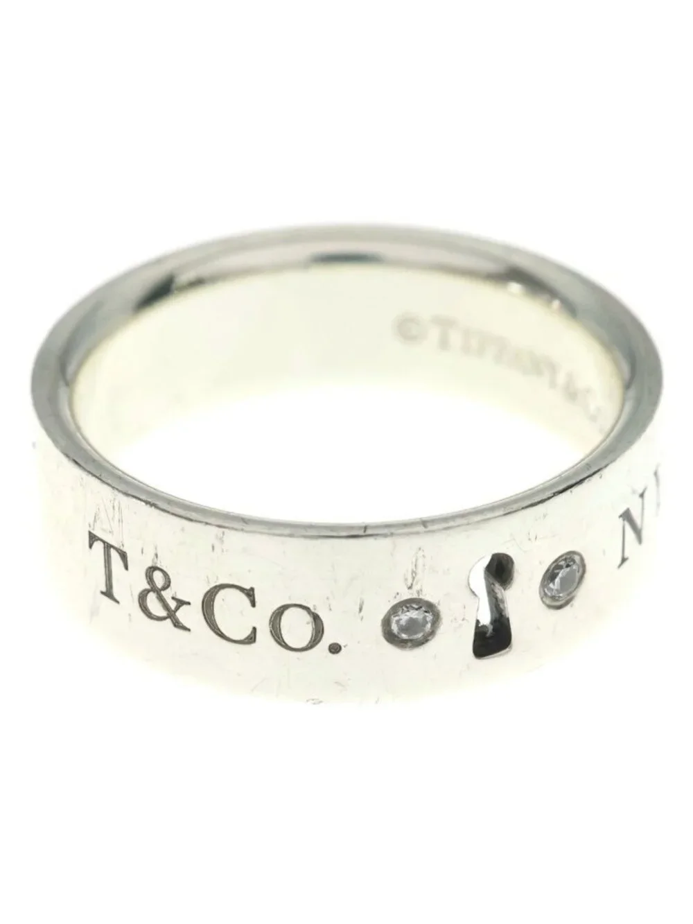 Tiffany & Co New York Clock Keyhole Ring Silver